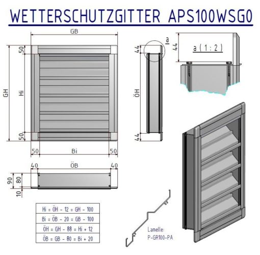 Typ APS100WSG0 Wetterschutzgitter APS AROSIO Aluminium Fertigung nach Maß neu – Bild 3
