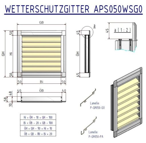 Typ APS050WSG0 Wetterschutzgitter APS AROSIO Aluminium Fertigung nach Maß neu – Bild 4