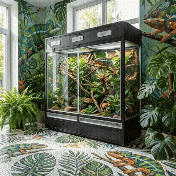 Terrarium mit Chamäleon APS Arosio